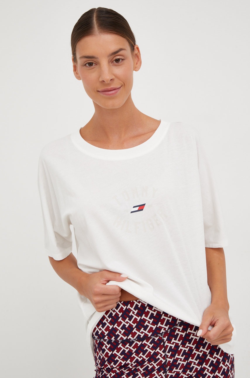 

Памучна тениска Tommy Hilfiger в бяло, Бял