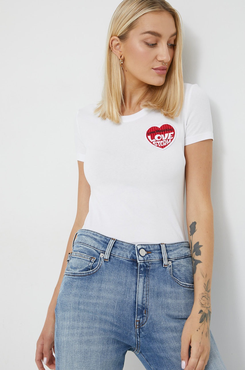 

Тениска Love Moschino в бяло, Бял