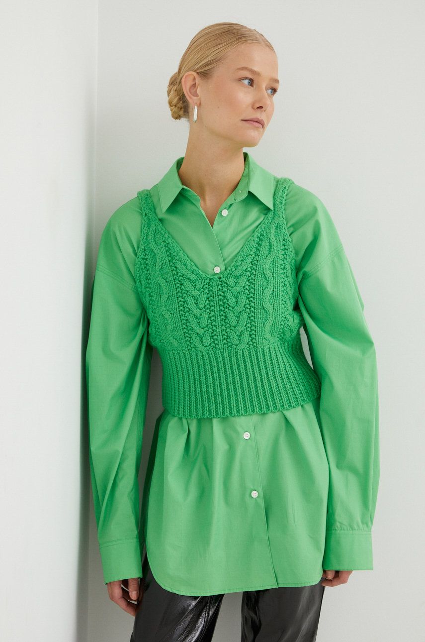Samsoe Samsoe tricou de lana culoarea verde answear.ro