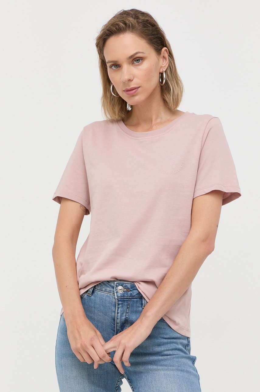 

Памучна тениска Trussardi в розово, Розов