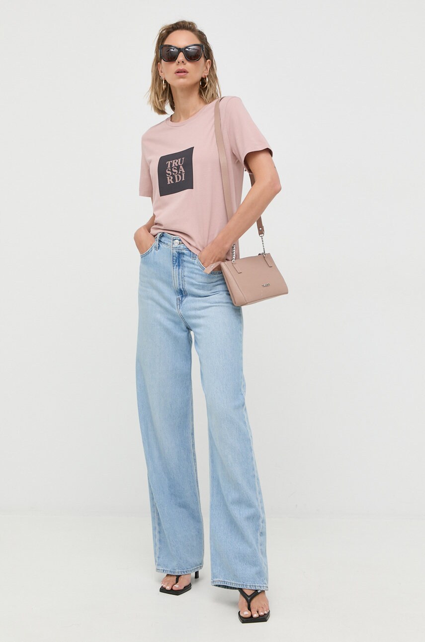 

Хлопковая футболка Trussardi цвет розовый
