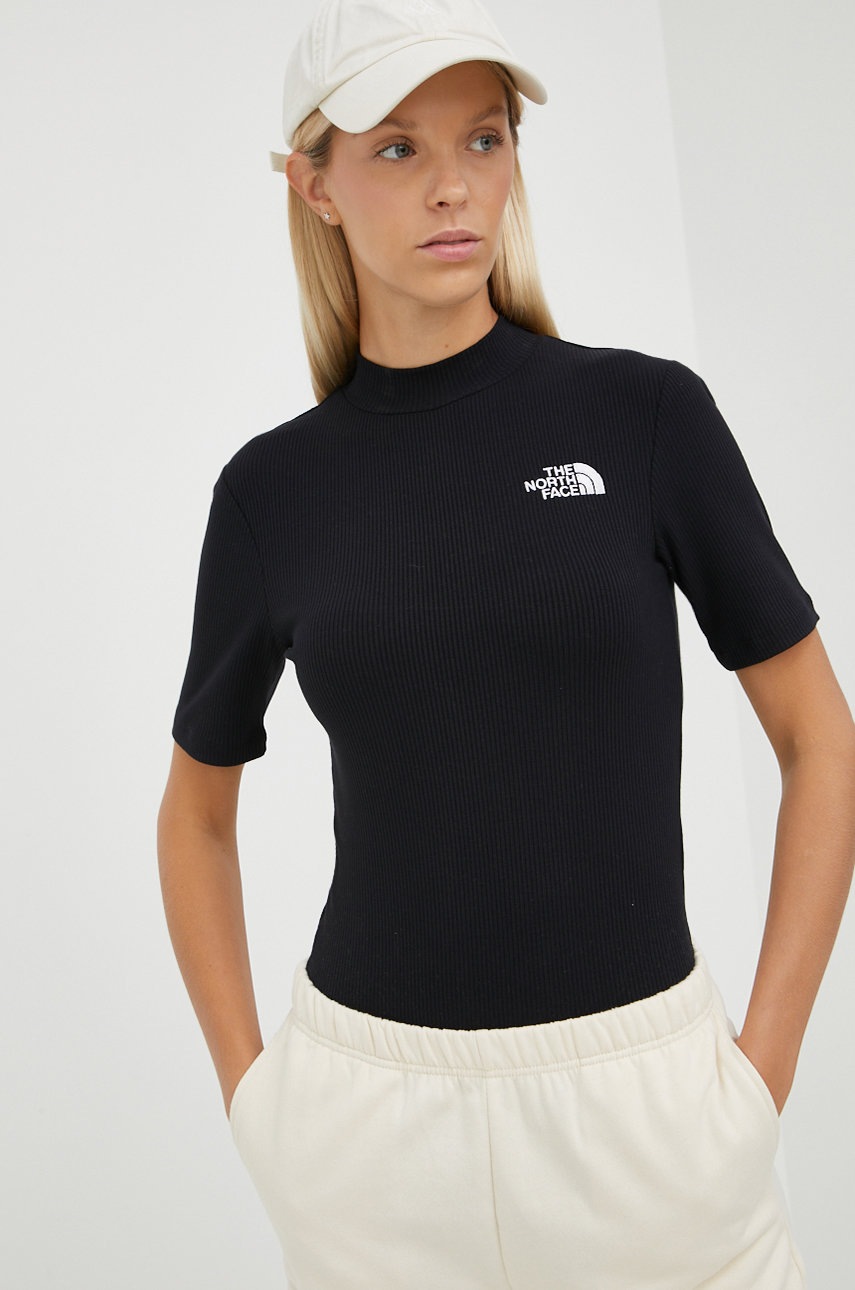 

Боди The North Face дамско в черно с ниско поло, Черен