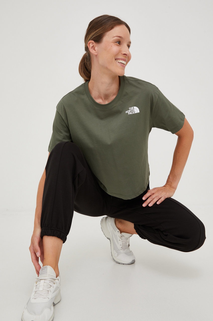 

Памучна тениска The North Face в зелено, Зелен