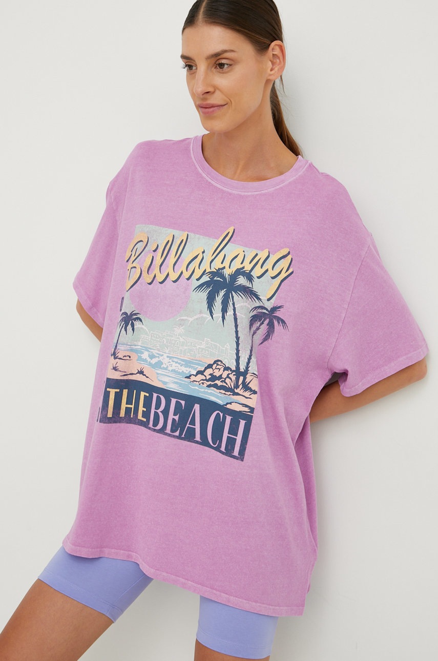 

Памучна тениска Billabong в розово, Розов