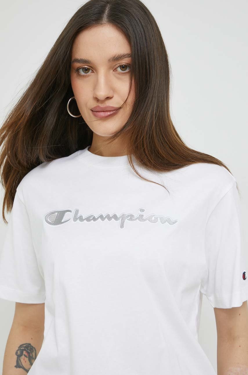 

Памучна тениска Champion в бяло, Бял