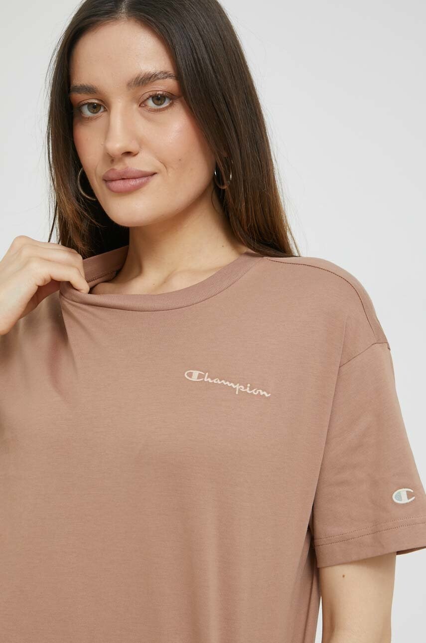 Champion tricou din bumbac culoarea maro