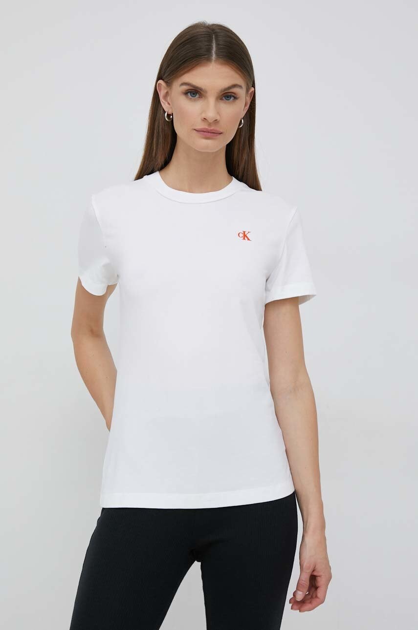 

Тениска Calvin Klein Jeans в бяло, Бял