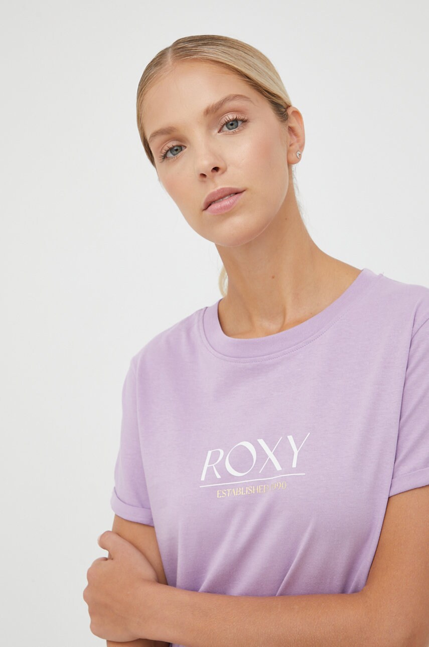 Roxy tricou din bumbac culoarea violet