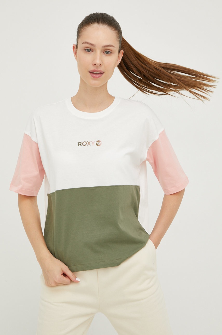 

Хлопковая футболка Roxy цвет белый