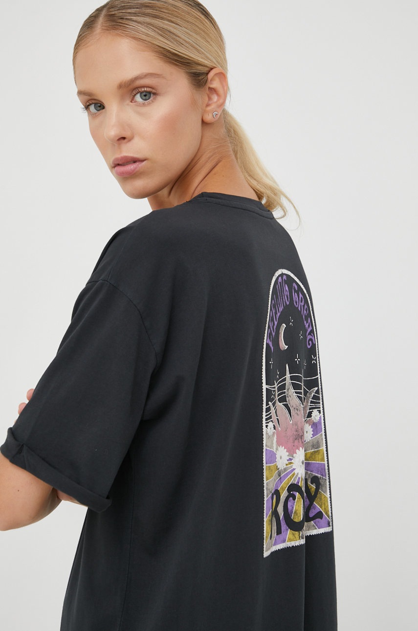 

Памучна тениска Roxy в сиво, Сив