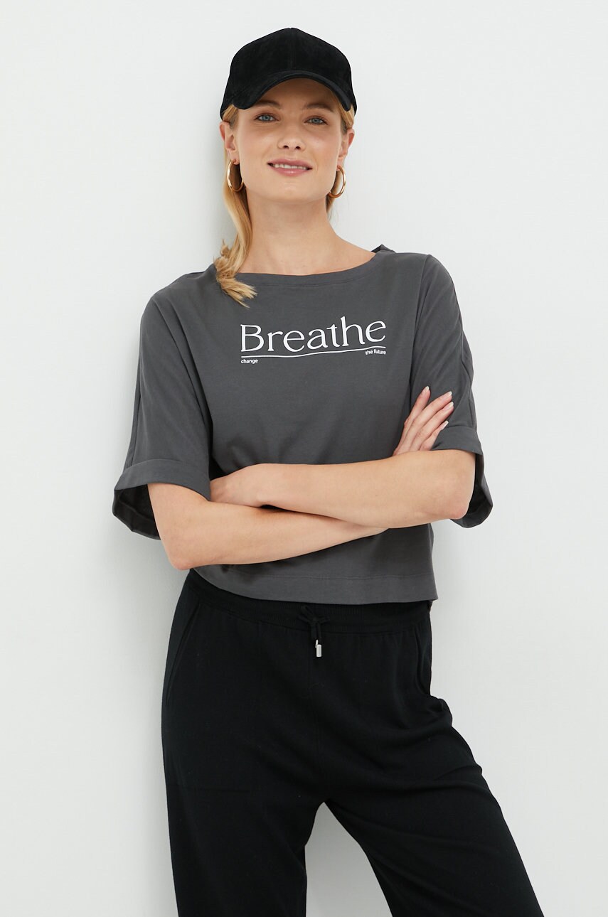Sisley tricou din bumbac culoarea gri