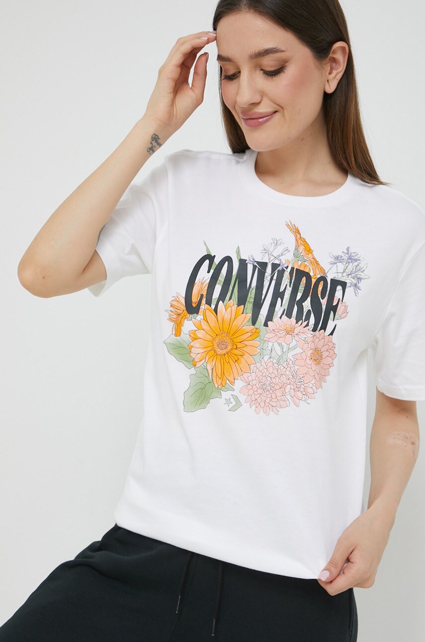 

Памучна тениска Converse в бяло, Бял
