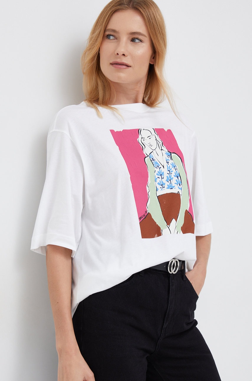 

Памучна тениска United Colors of Benetton в бяло, Бял
