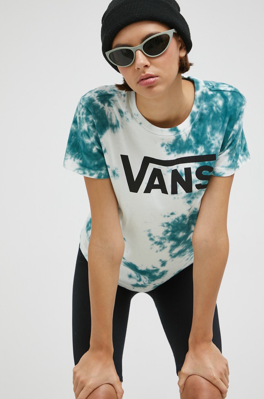 

Памучна тениска Vans в зелено, Зелен