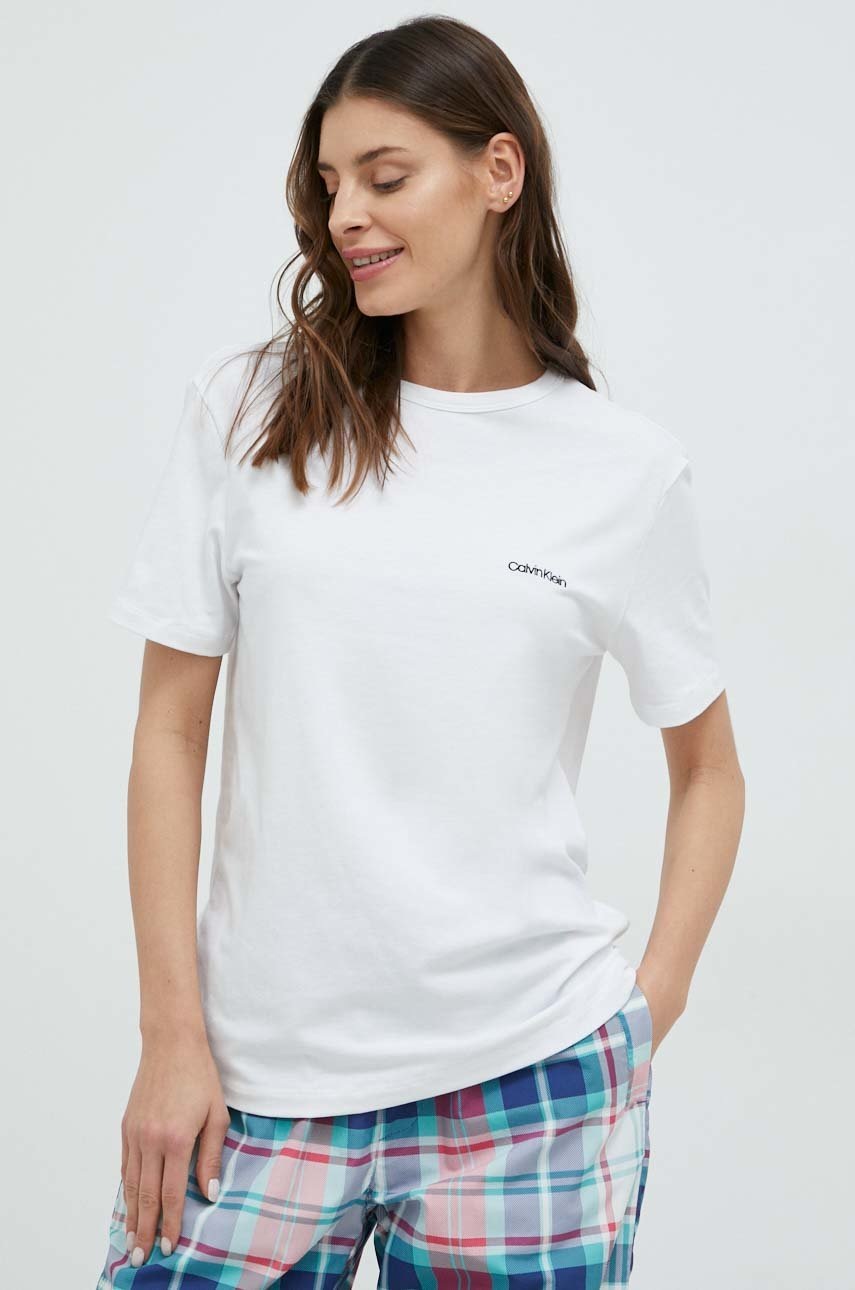

Горнище на пижама с къси ръкави Calvin Klein Underwear в бяло, Бял