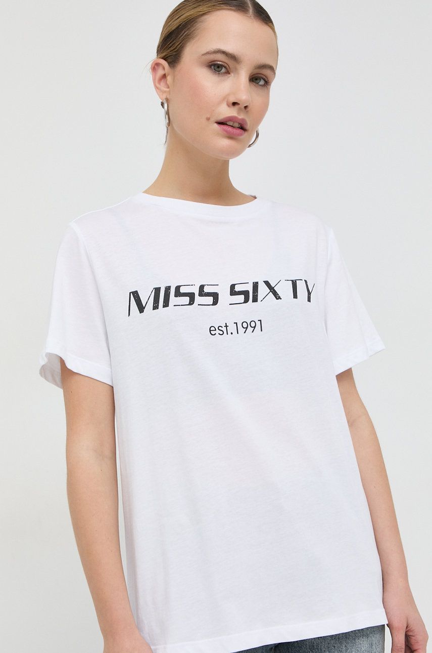 Miss Sixty tricou din bumbac culoarea alb Alb imagine megaplaza.ro