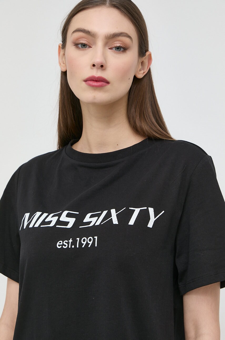 

Памучна тениска Miss Sixty в черно, Черен