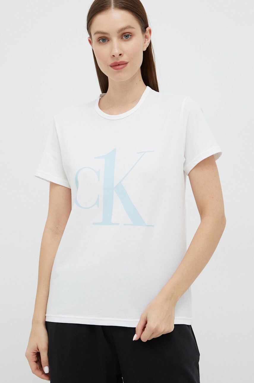

Горнище на пижама с къси ръкави Calvin Klein Underwear в бяло, Бял