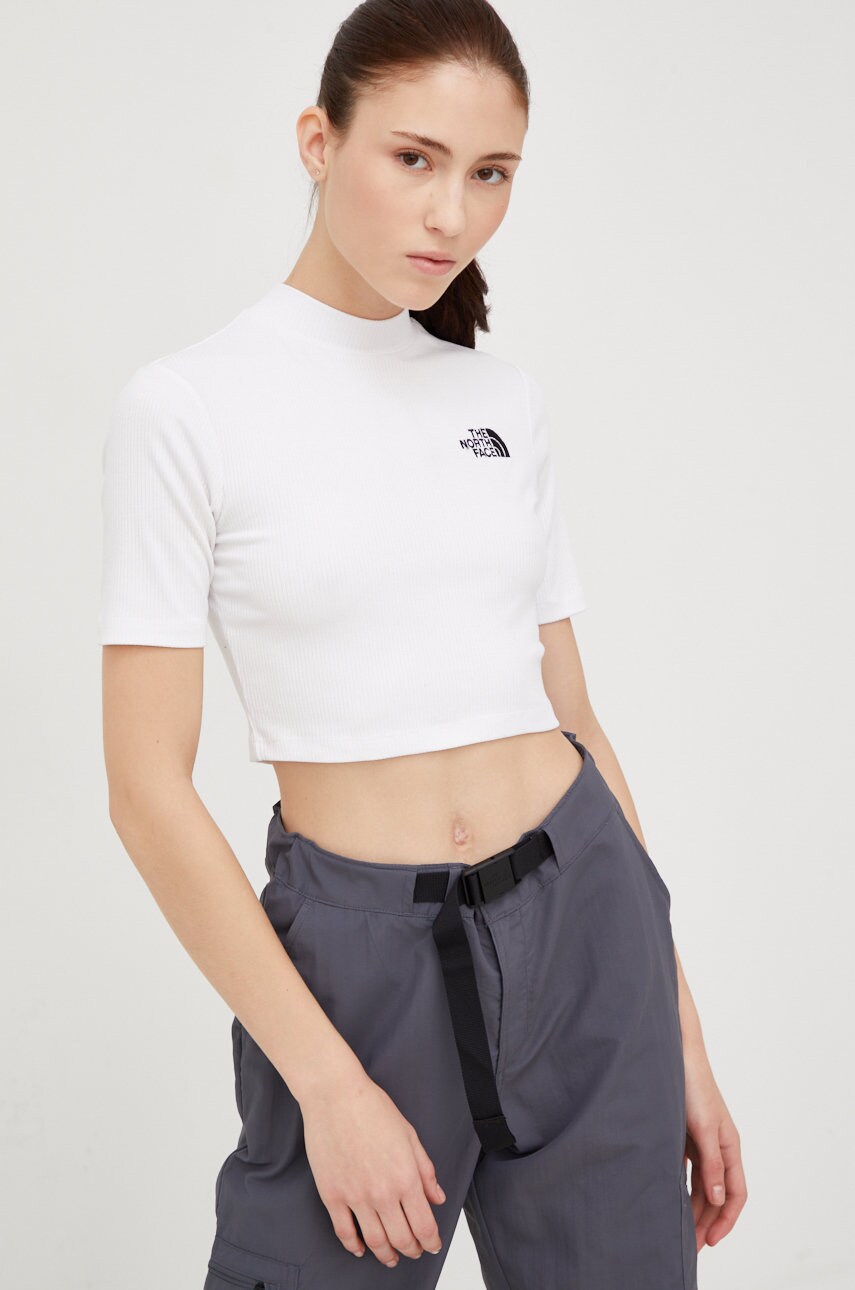The north face tricou gartha femei, culoarea alb, cu turtleneck