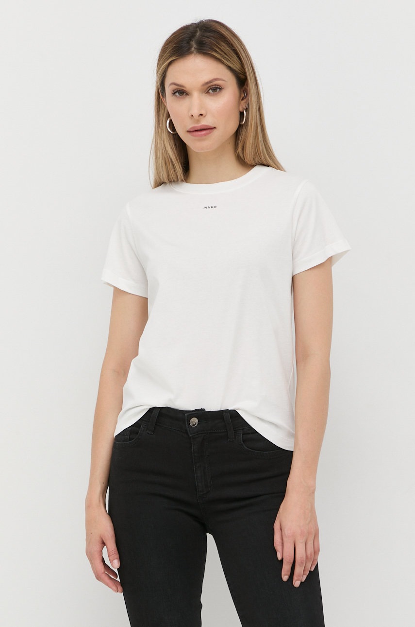 

Памучна тениска Pinko в бежово, Бежов