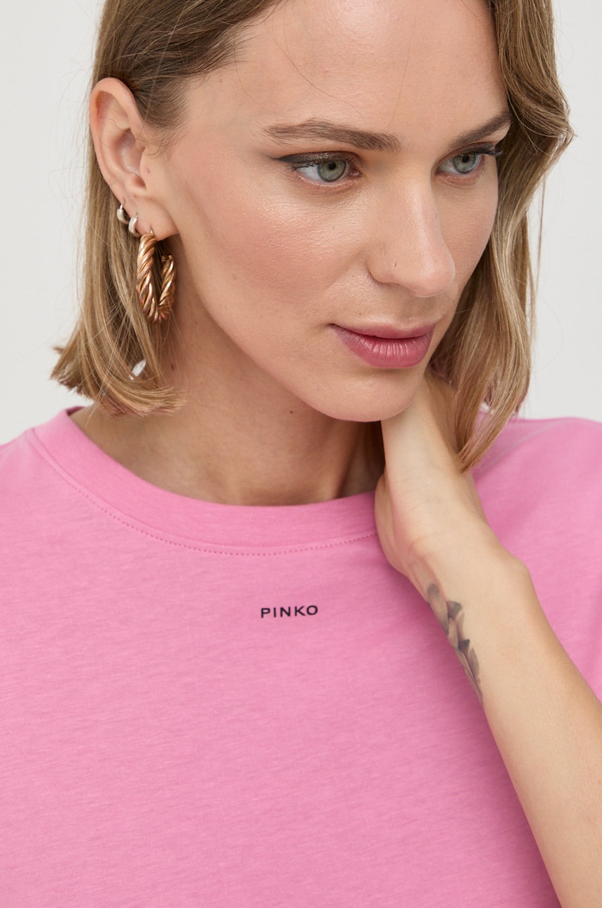 

Памучна тениска Pinko в розово, Розов
