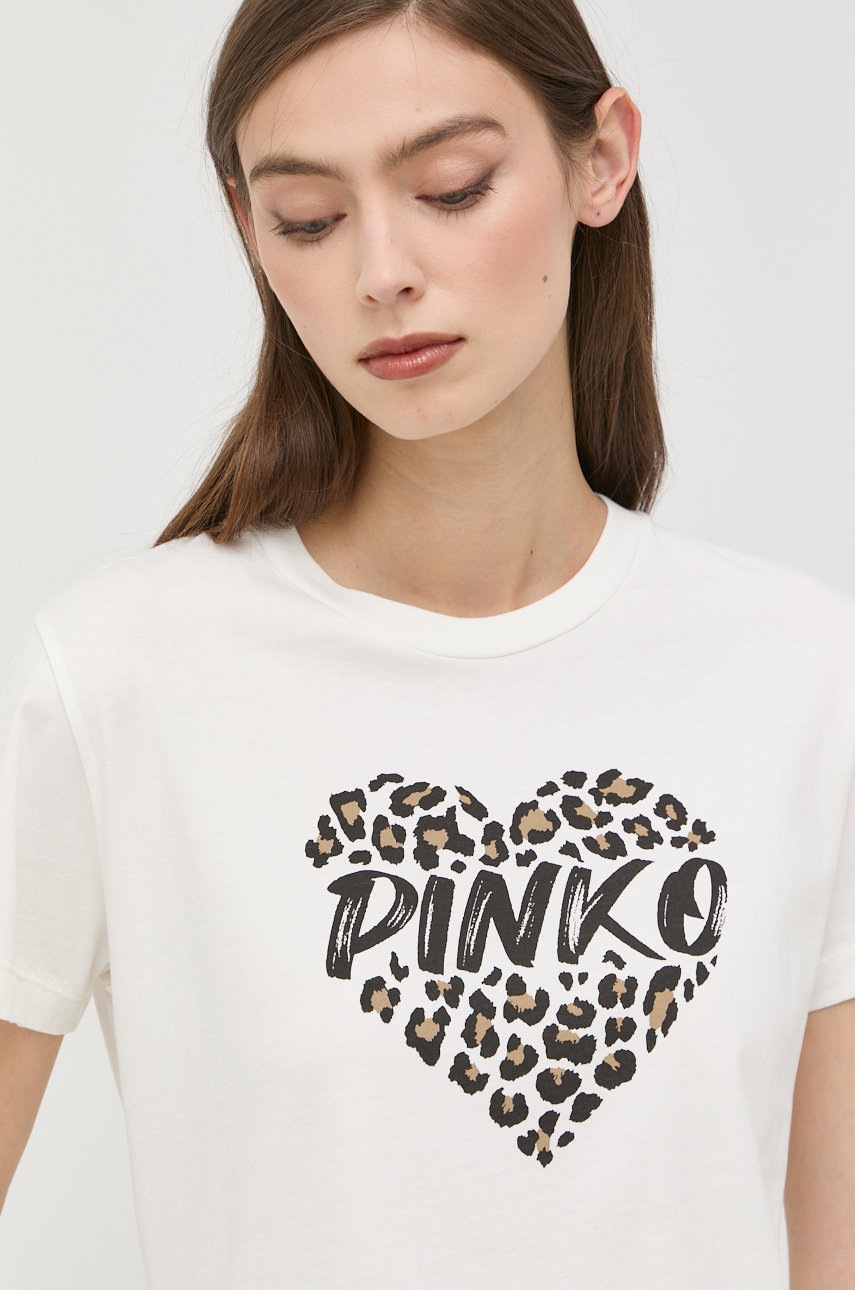 

Памучна тениска Pinko в бежово, Бежов