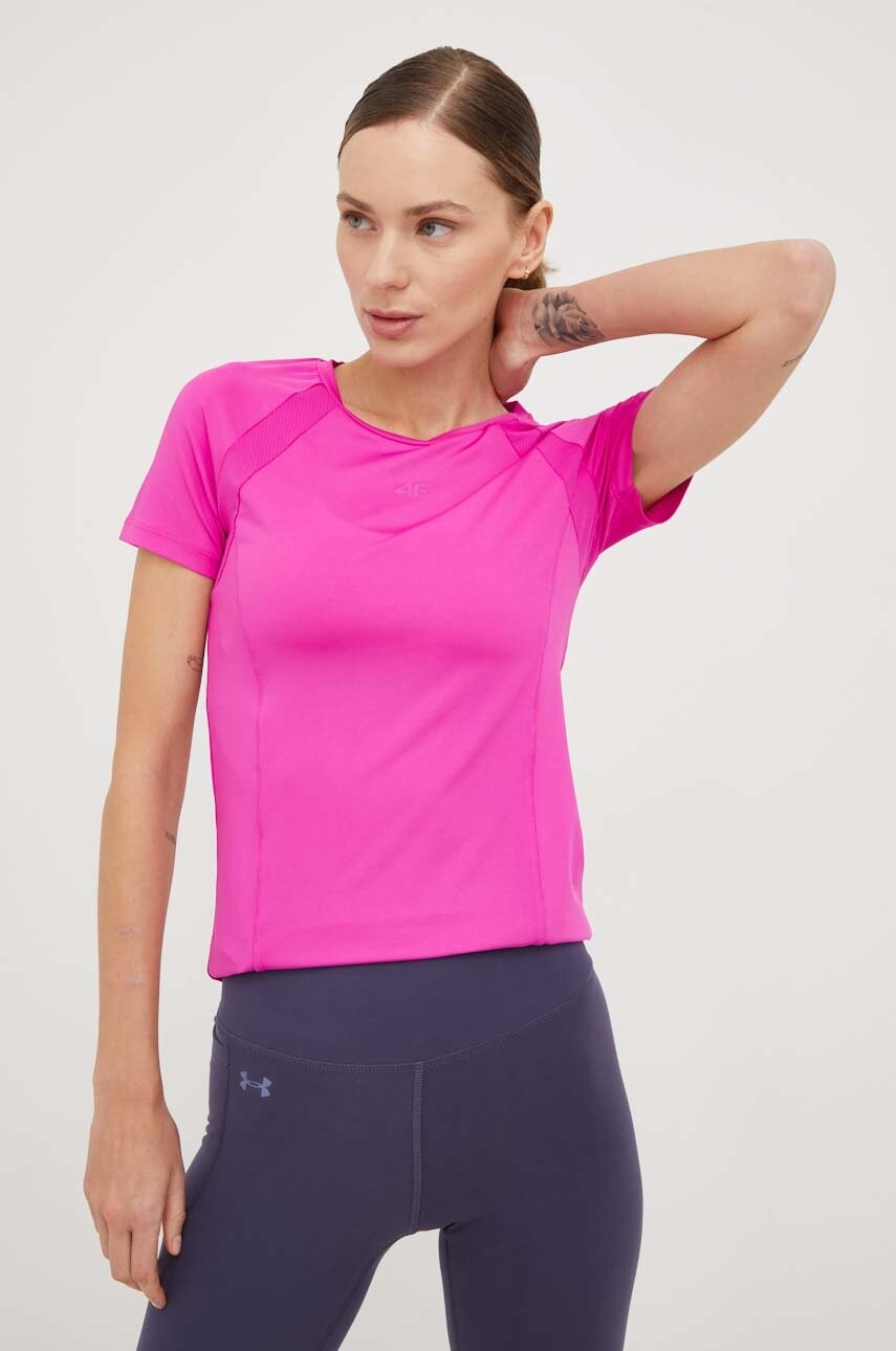 4f tricou de alergare culoarea roz