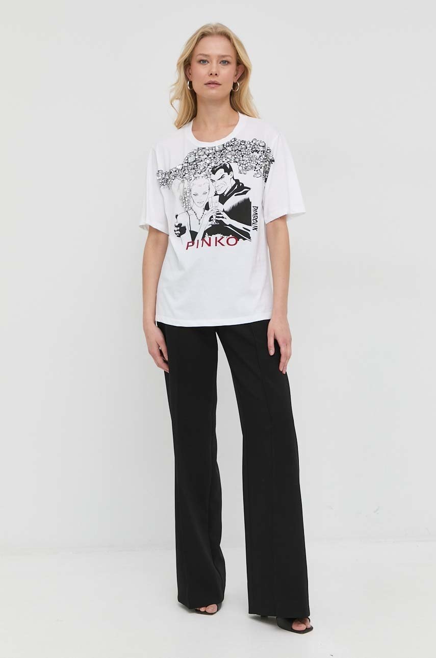 

Хлопковая футболка Pinko X Diabolina цвет белый