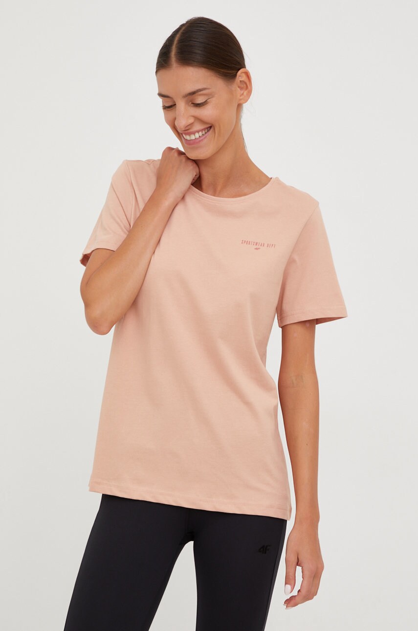 4f tricou din bumbac culoarea portocaliu