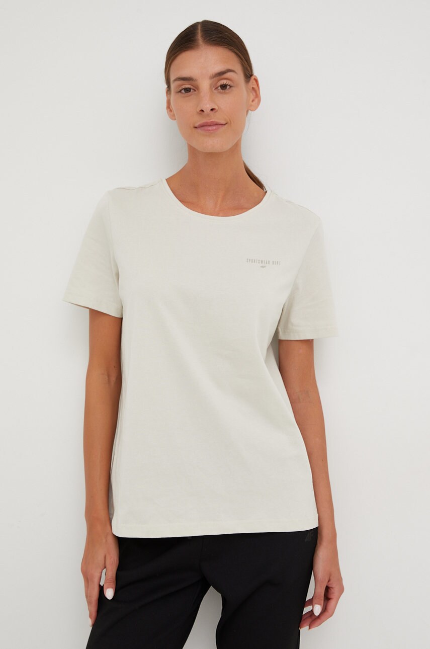 4f tricou din bumbac culoarea bej