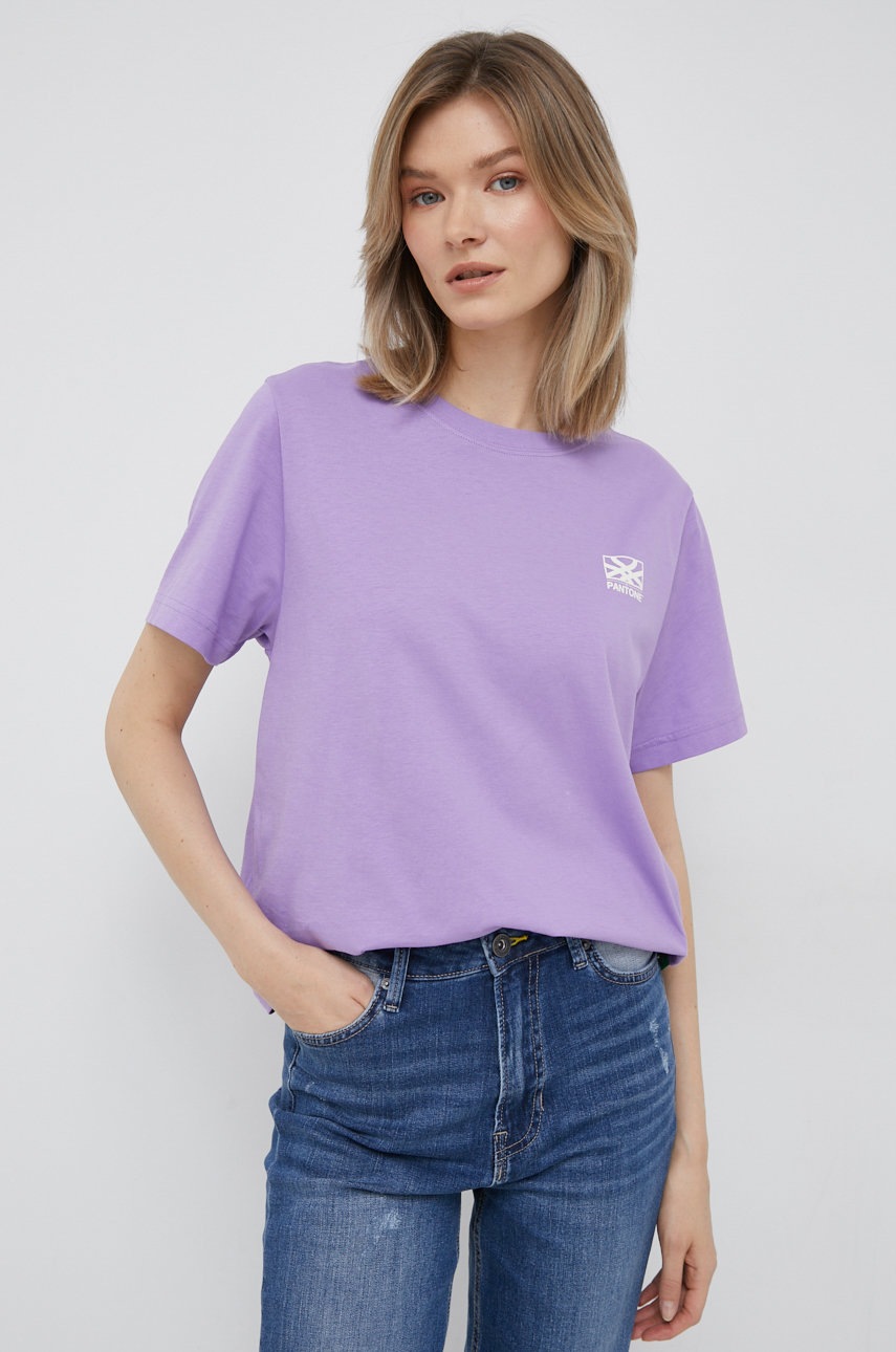 

Памучна тениска United Colors of Benetton в лилаво, Виолетов