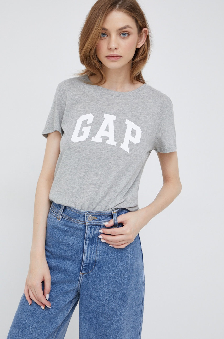 

Памучна тениска GAP в сиво, Сив