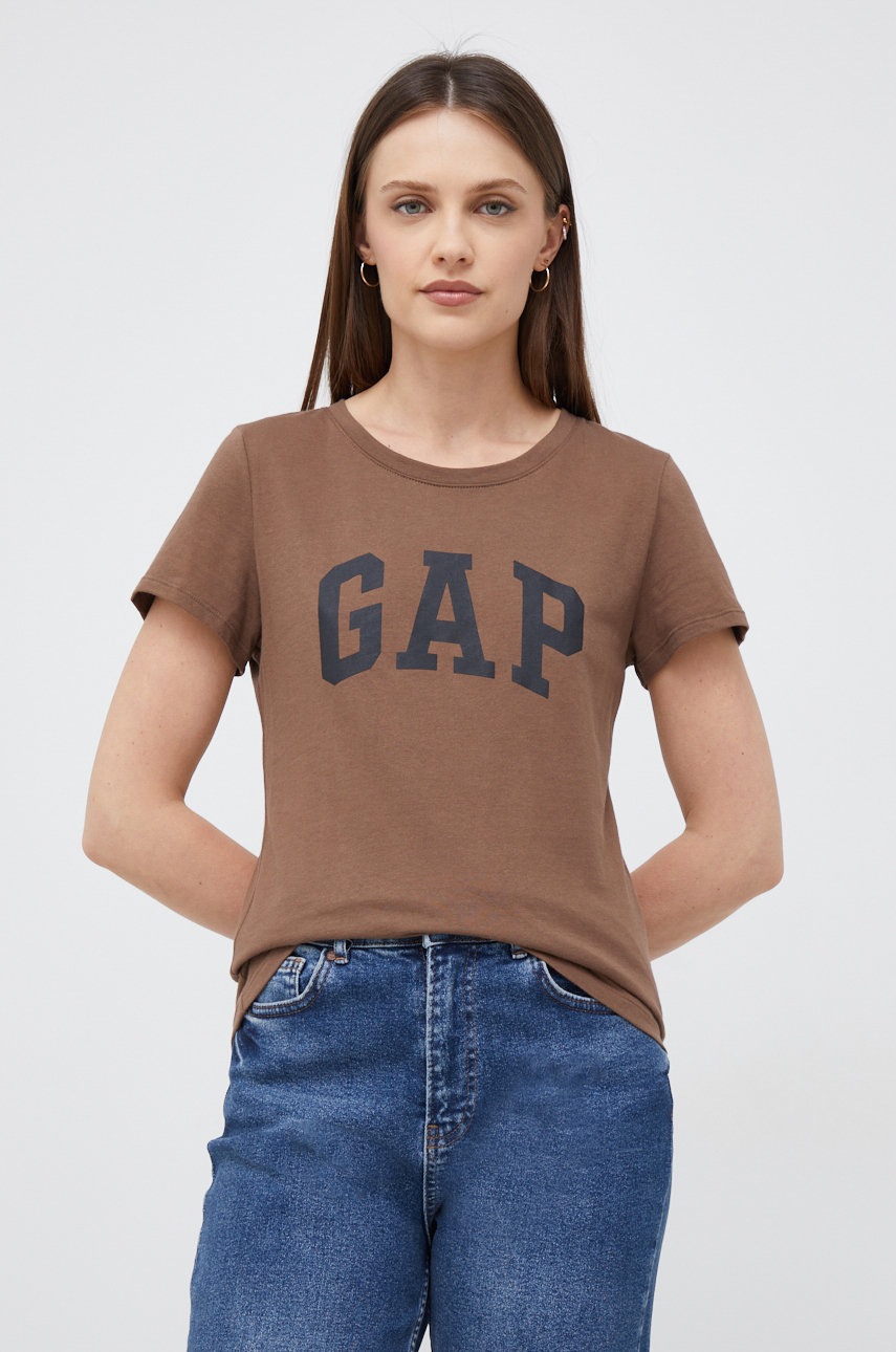 

Памучна тениска GAP в кафяво, Кафяв