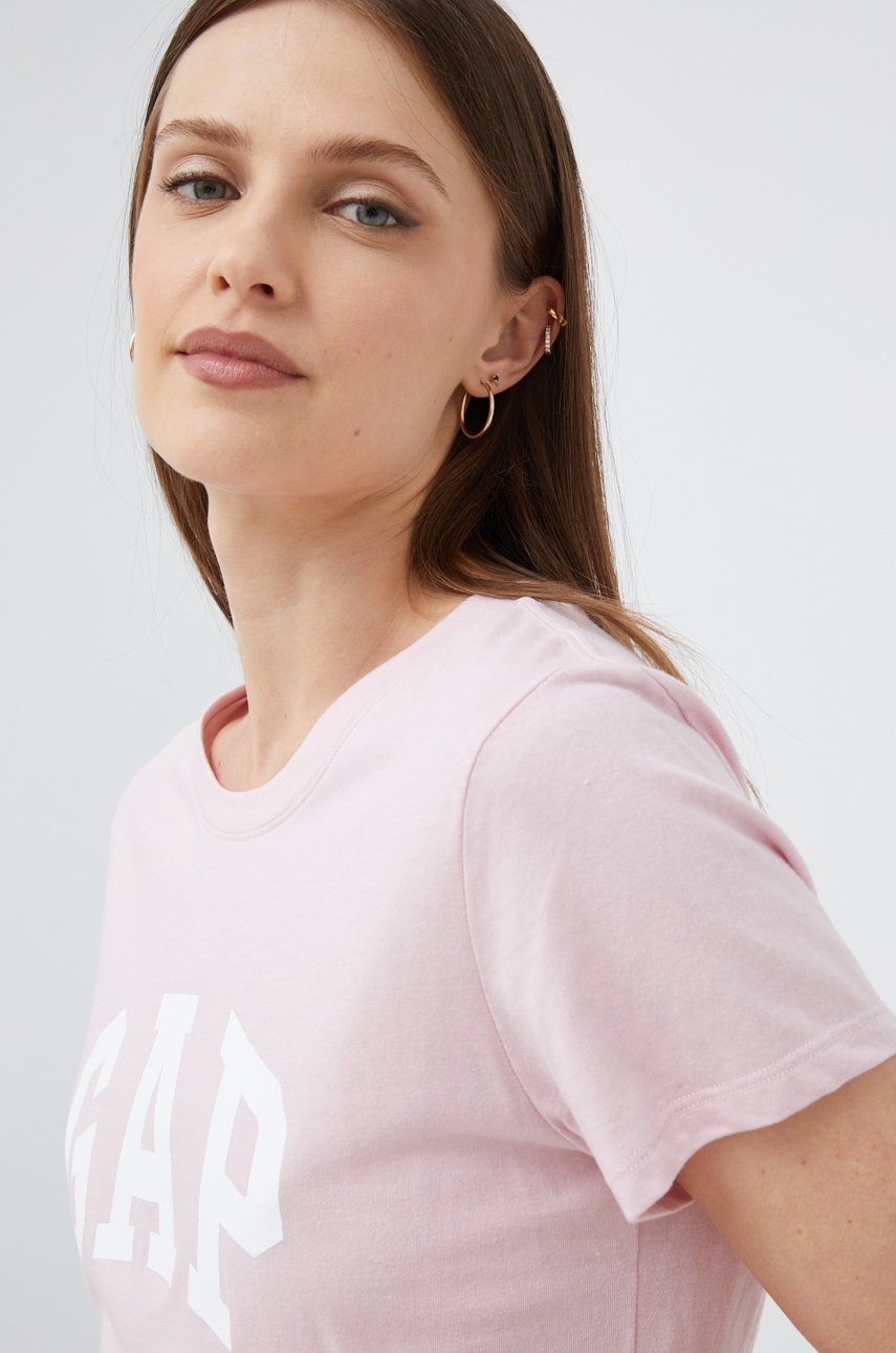 

Памучна тениска GAP в розово, Розов