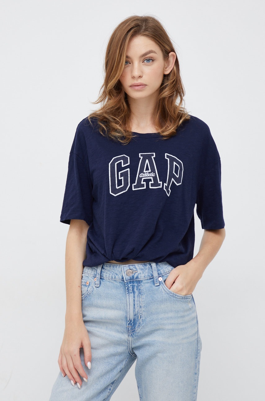 

Памучна тениска GAP в тъмносиньо, Тъмносин