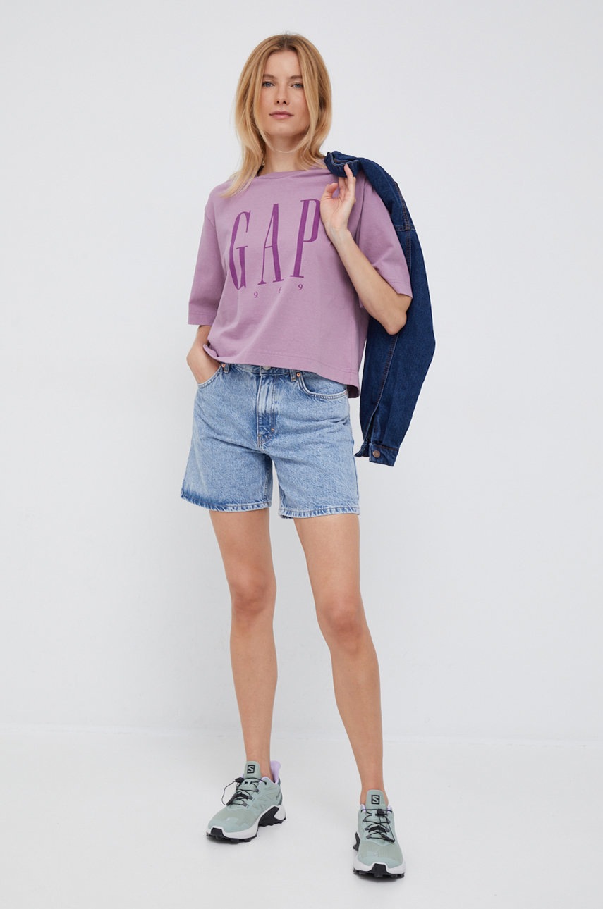 

Памучна тениска GAP в лилаво, Виолетов