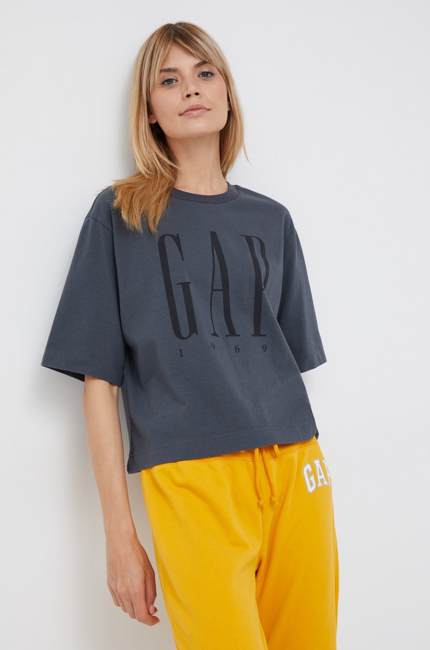 

Памучна тениска GAP в сиво, Сив