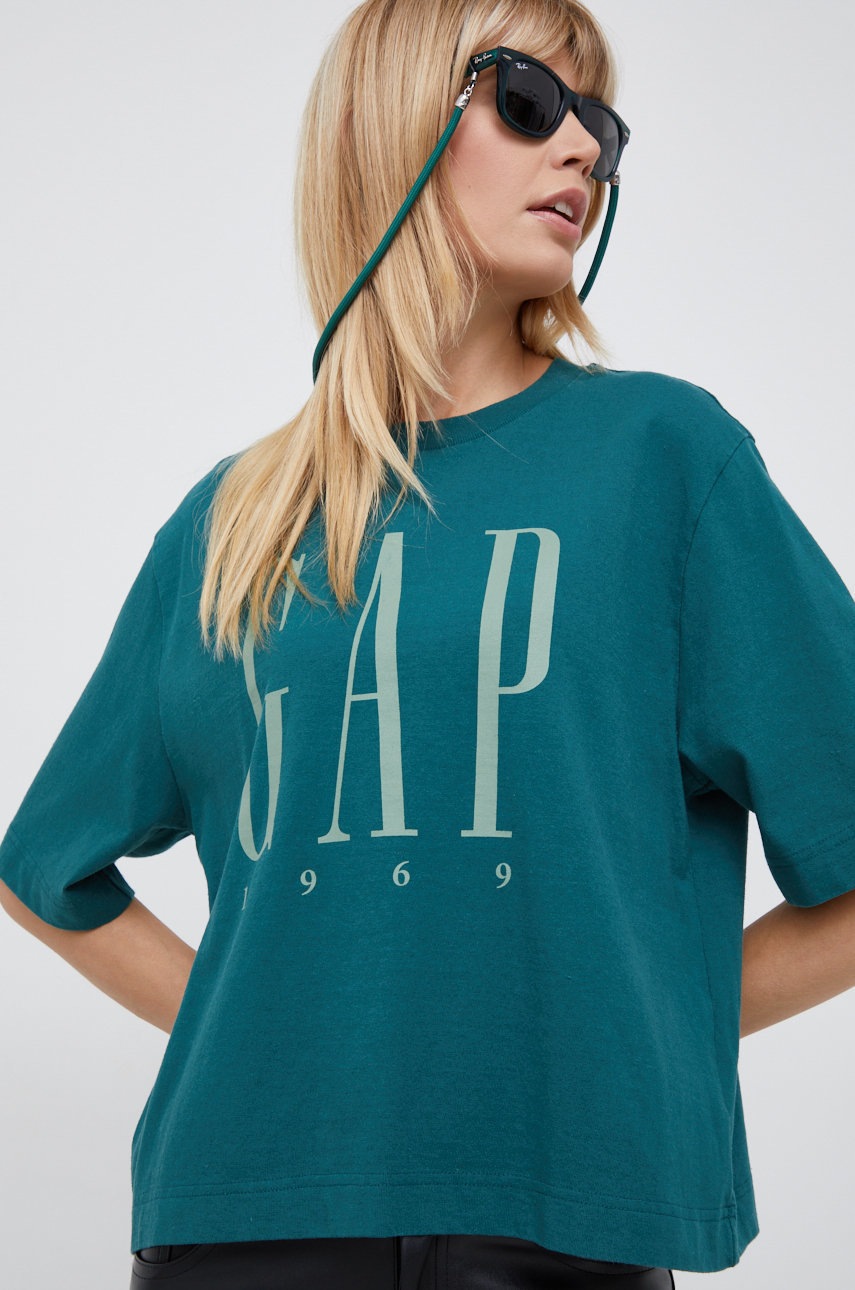 

Памучна тениска GAP в зелено, Зелен