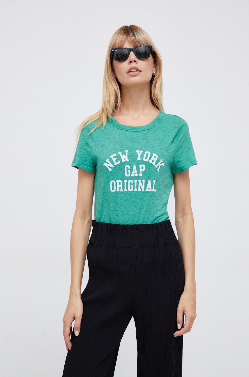 

Памучна тениска GAP в зелено, Зелен