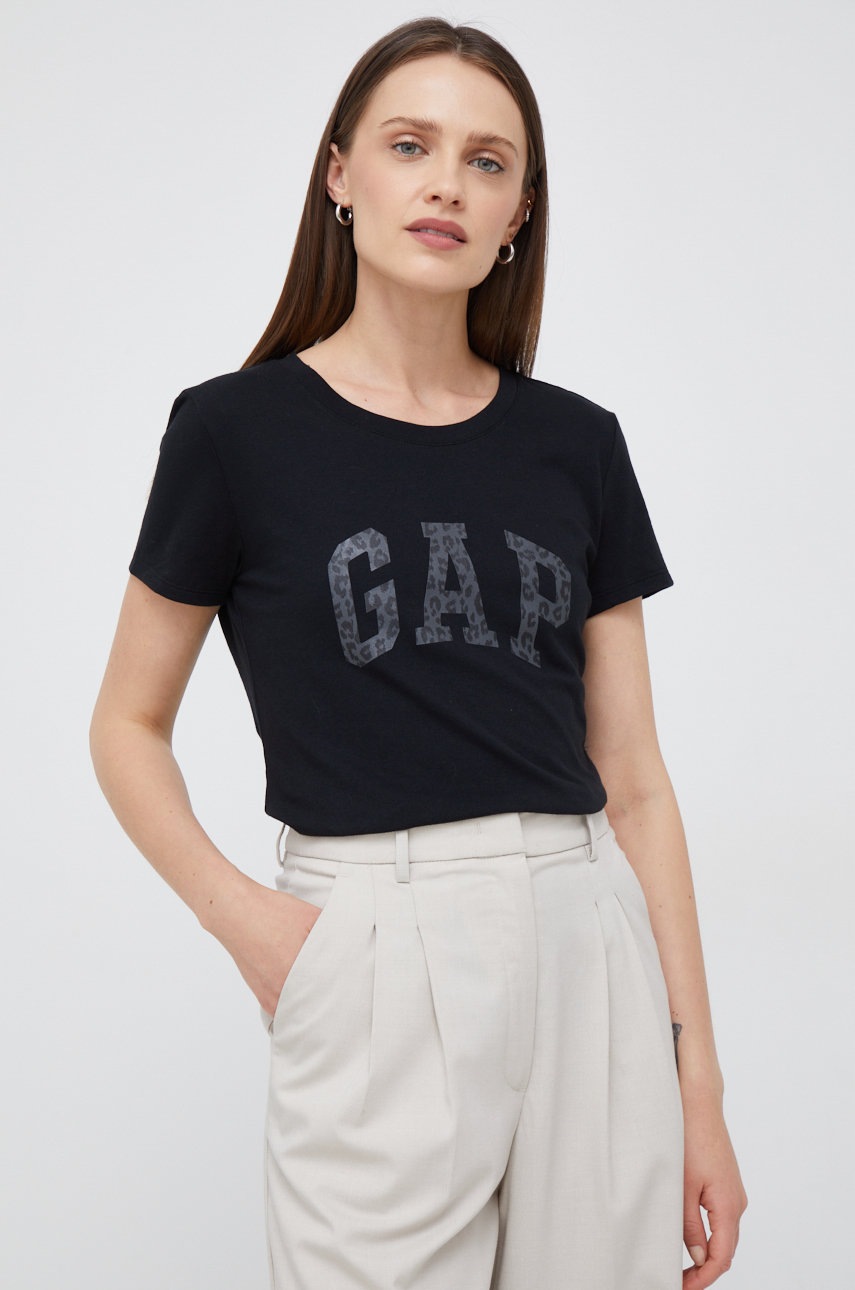 

Памучна тениска GAP в черно, Черен