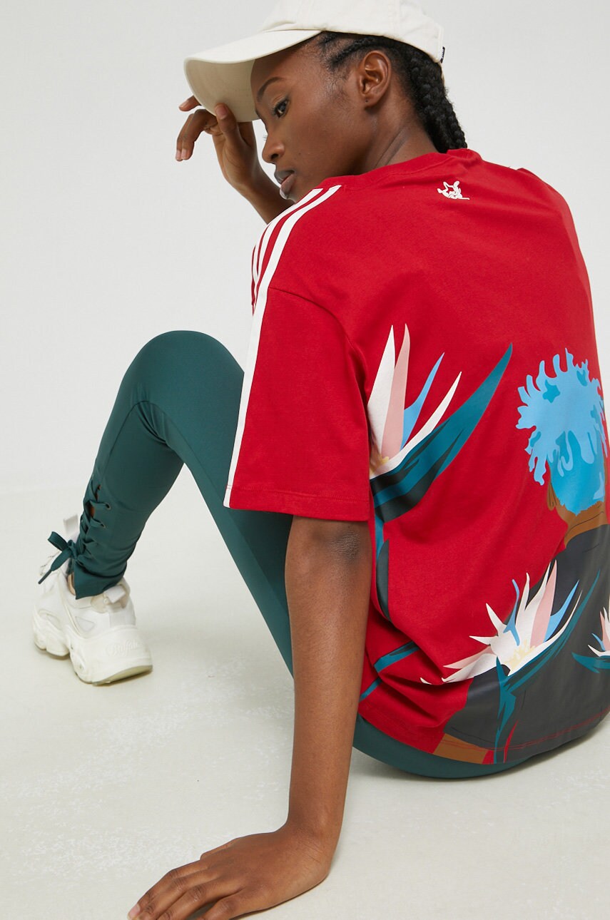 

Хлопковая футболка adidas Originals X Thebe Magugu цвет красный