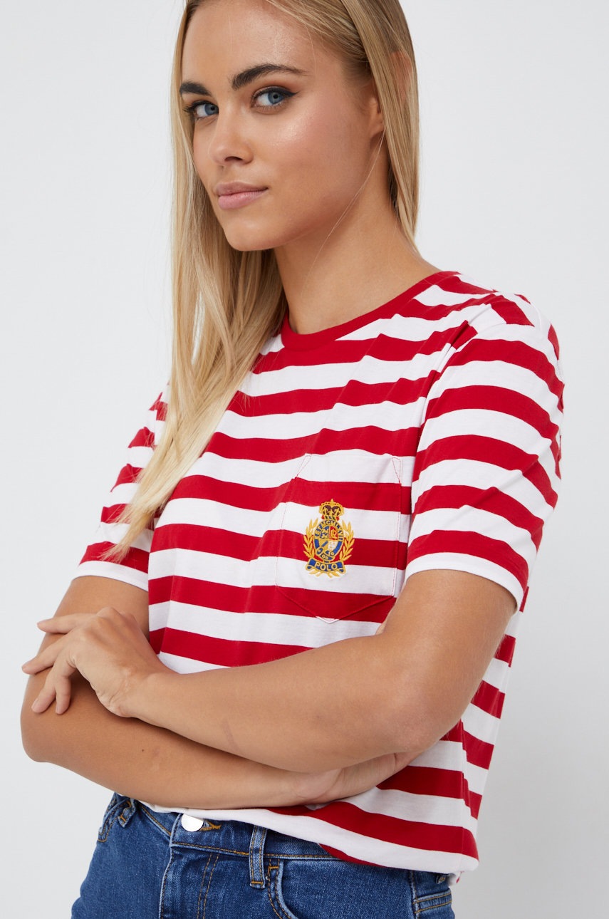 

Памучна тениска Polo Ralph Lauren в червено, Червен