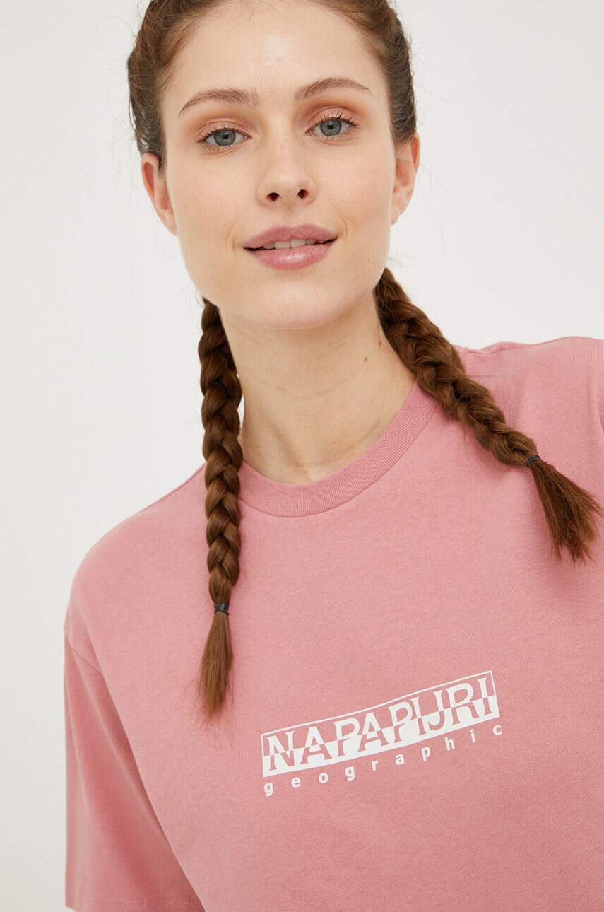 Napapijri tricou din bumbac culoarea roz
