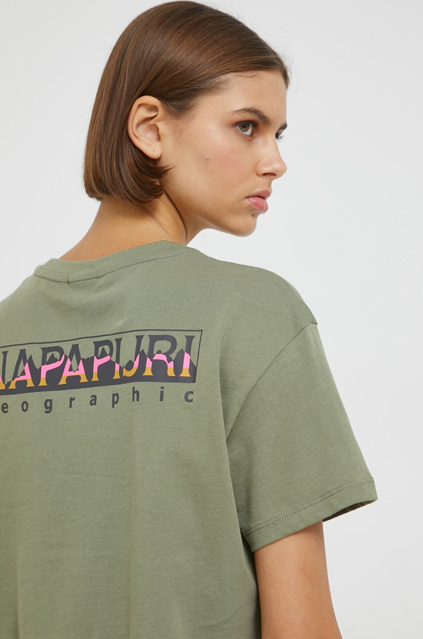 Napapijri tricou din bumbac culoarea verde