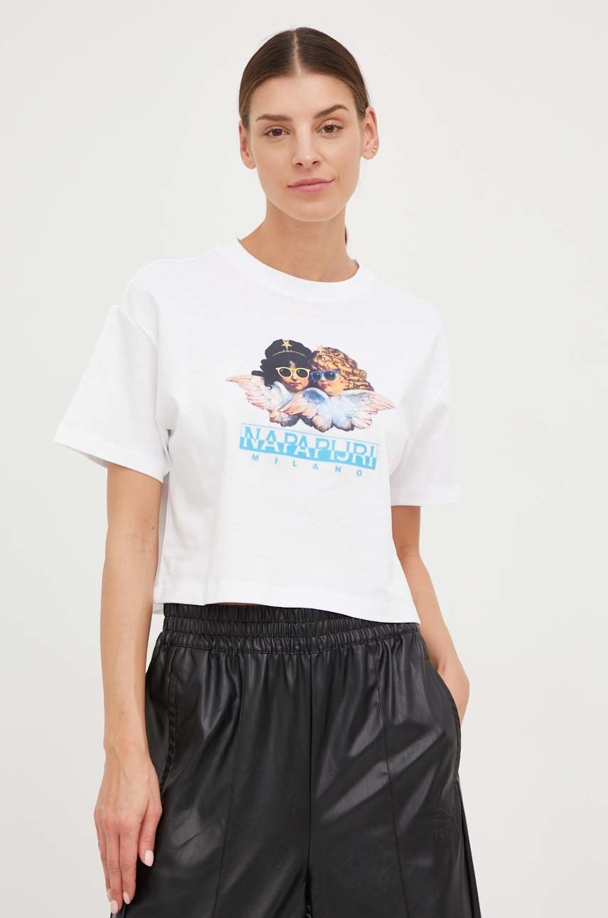 

Памучна тениска Napapijri X Fiorucci в бяло, Бял