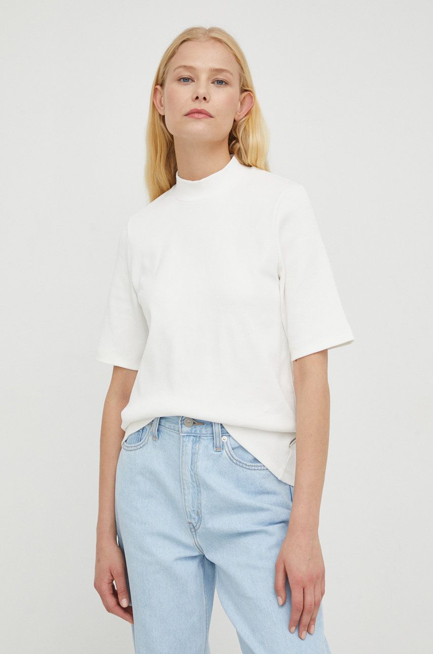Marc O'Polo t-shirt damski kolor biały z półgolfem
