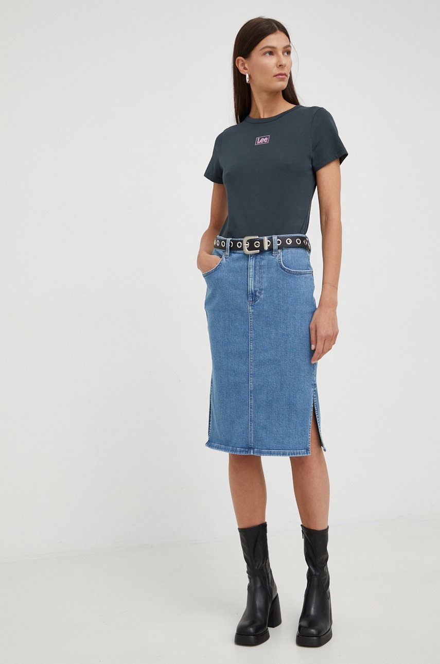 

Памучна тениска Lee в черно, Черен