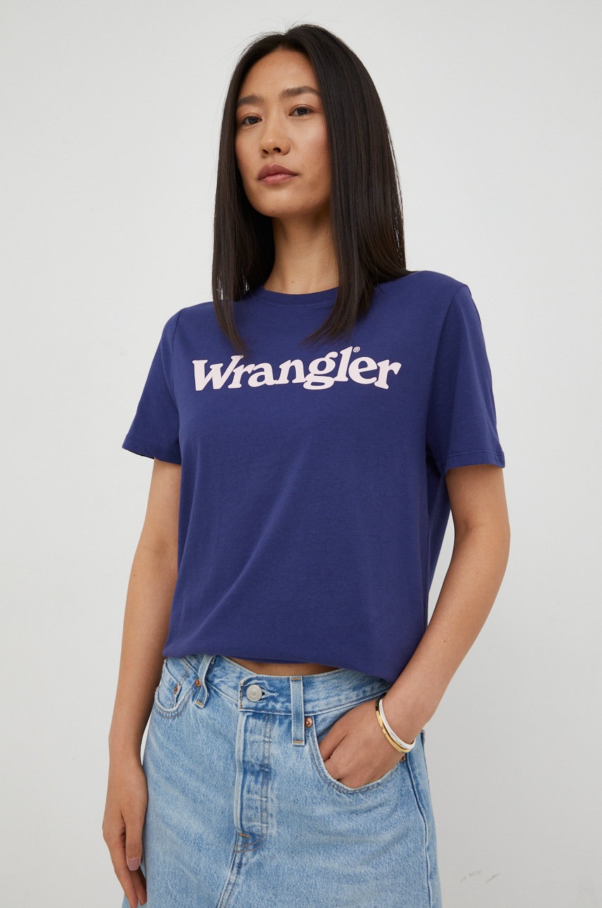 

Памучна тениска Wrangler в тъмносиньо, Тъмносин