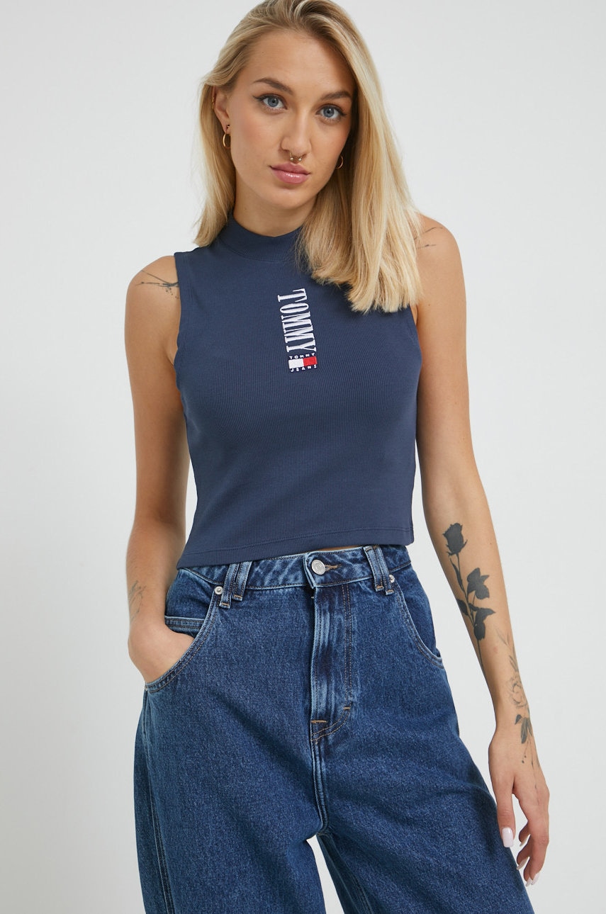 

Топ Tommy Jeans дамски в тъмносиньо, Тъмносин