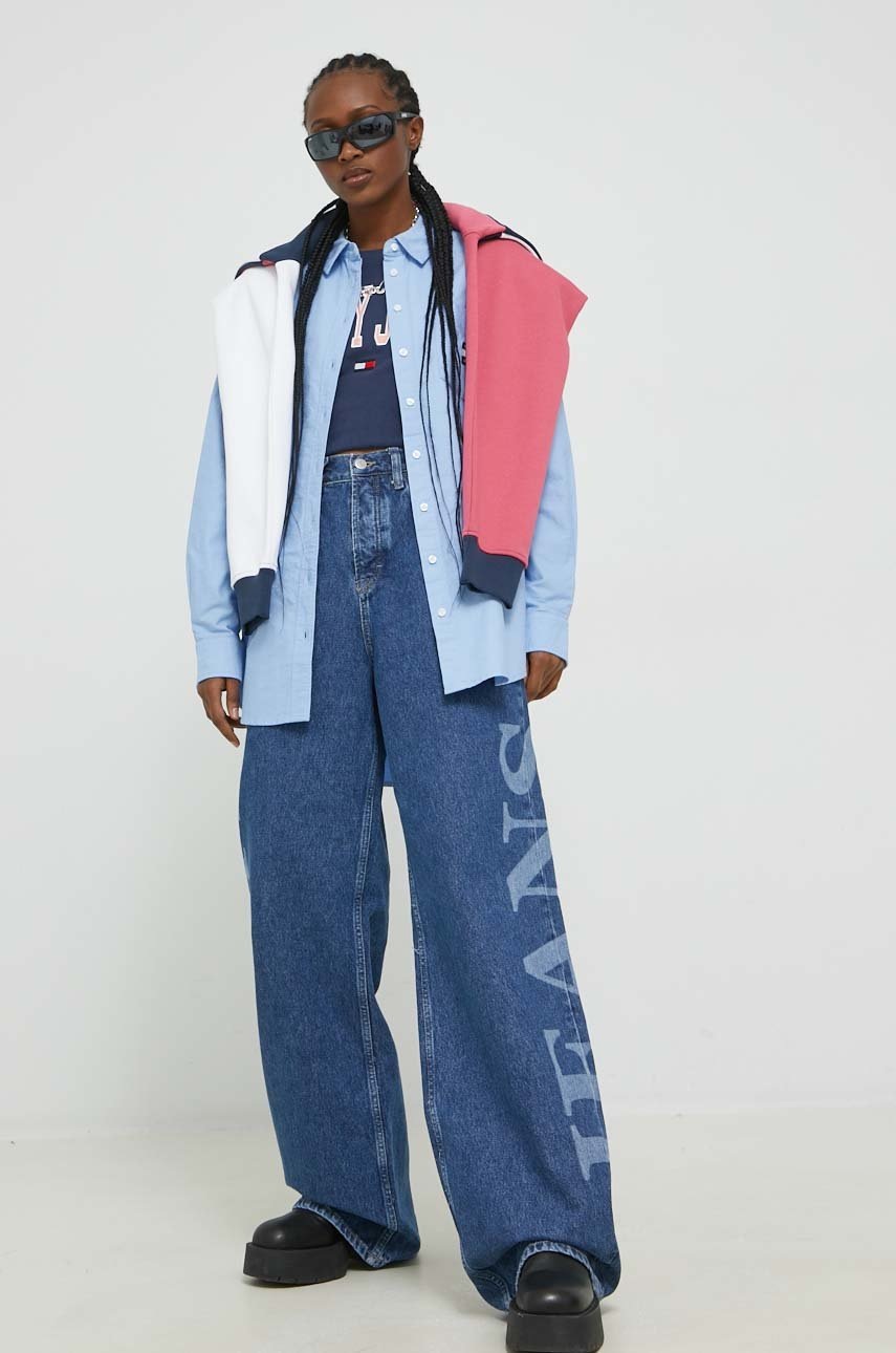 

Хлопковая футболка Tommy Jeans цвет синий